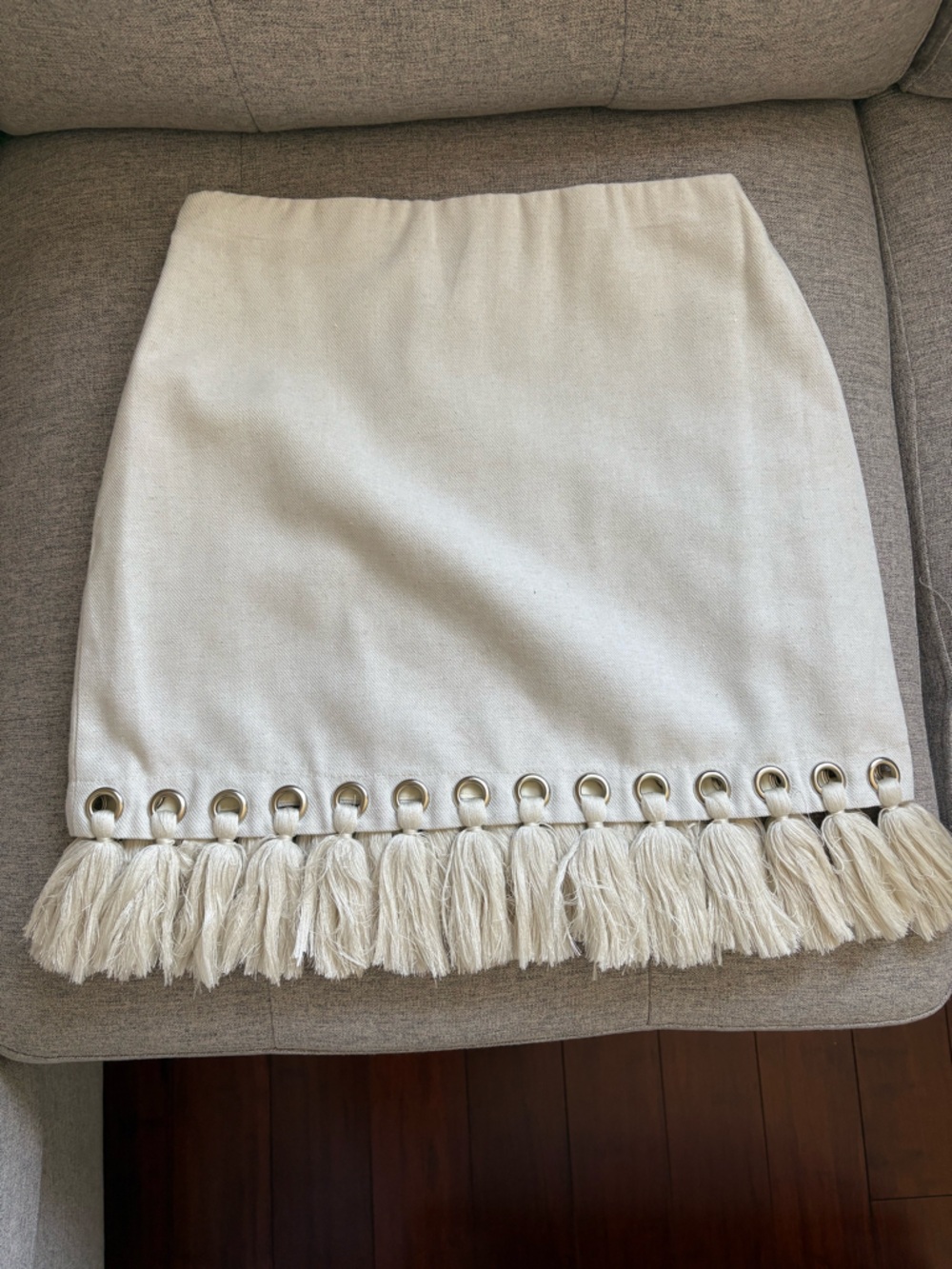 Lulu's Belinda Beige Tassel Mini Skirt - Picture 3 of 7